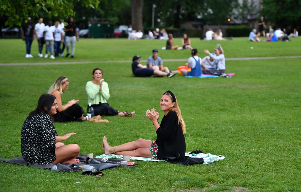  Brits on Clapham Common applaud for the NHS in London