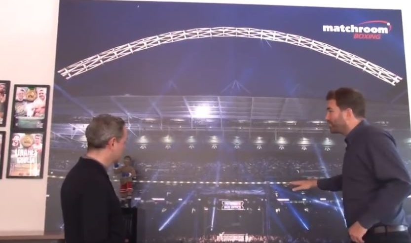 Artwork from the first Froch v Groves fight sits pride of place in Hearn's office