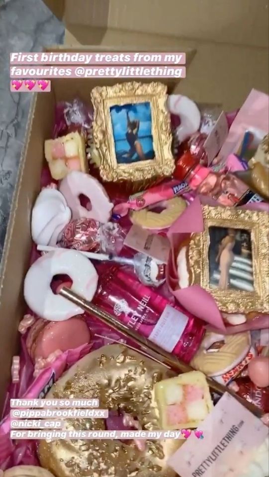  The former Love Island star also received some sweet treats and alcohol