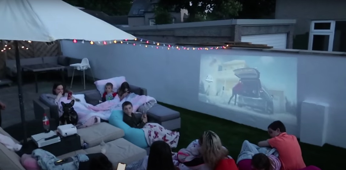 The family revealed their outdoor home cinema last year when they transformed their garden area