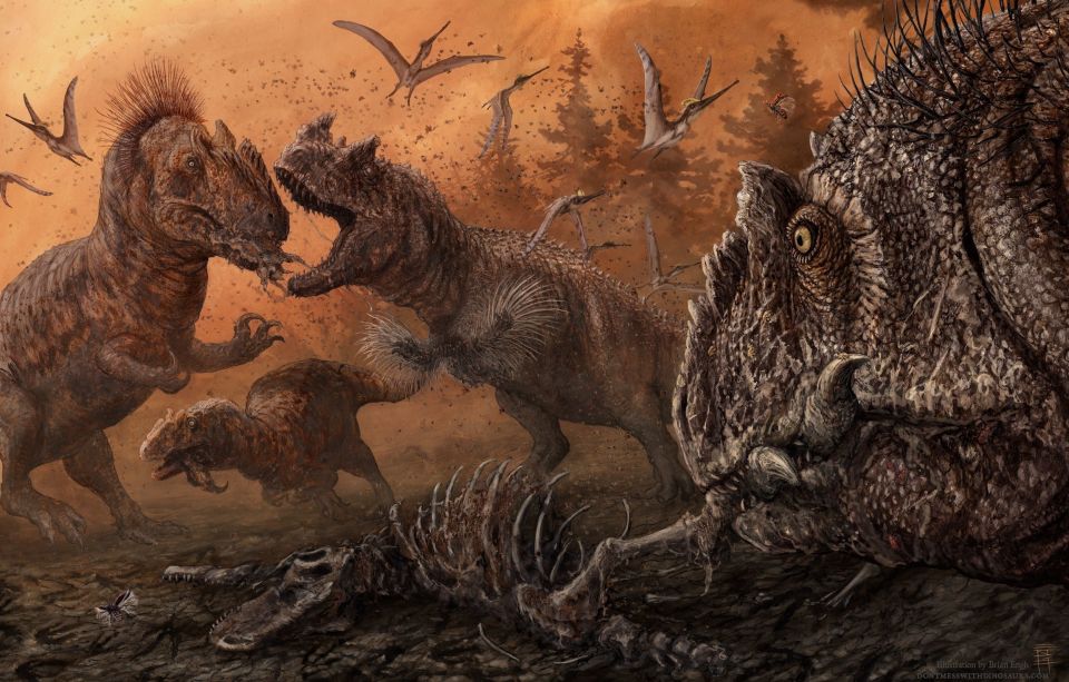  Artist impression of dinosaurs in a stressed late Jurassic ecosystem