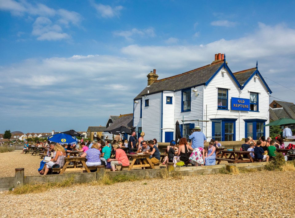 The Old Neptune Pub has an entire beach as a back garden