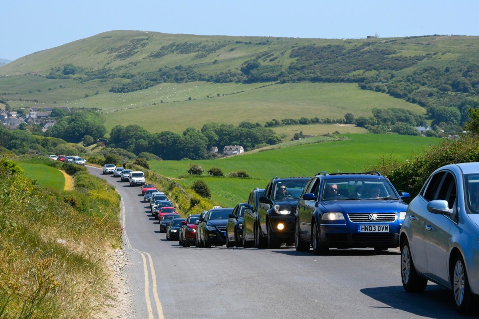 Visitors had queued to get to Durdle Door during today’s sunshine