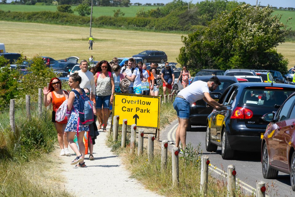 Despite the coronavirus lockdown, there were huge queues at the beauty spot today