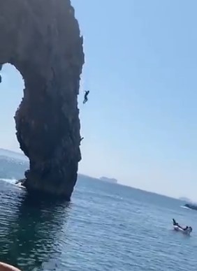 Snapchat footage shows visitors leaping from the arch – but it’s not clear when the video was taken