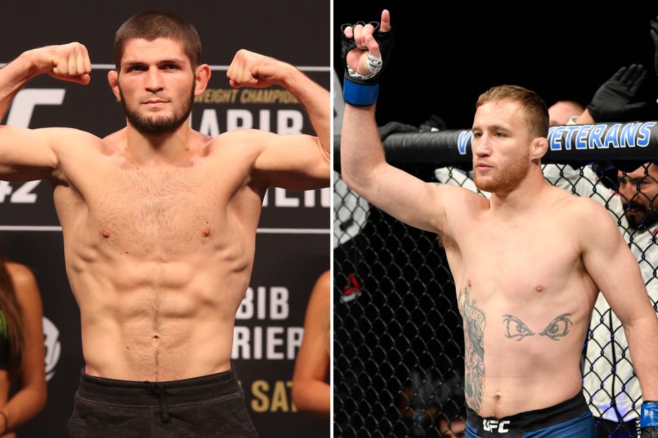  Khabib (left) is the natural opponent for interim champ Gaethje (right)