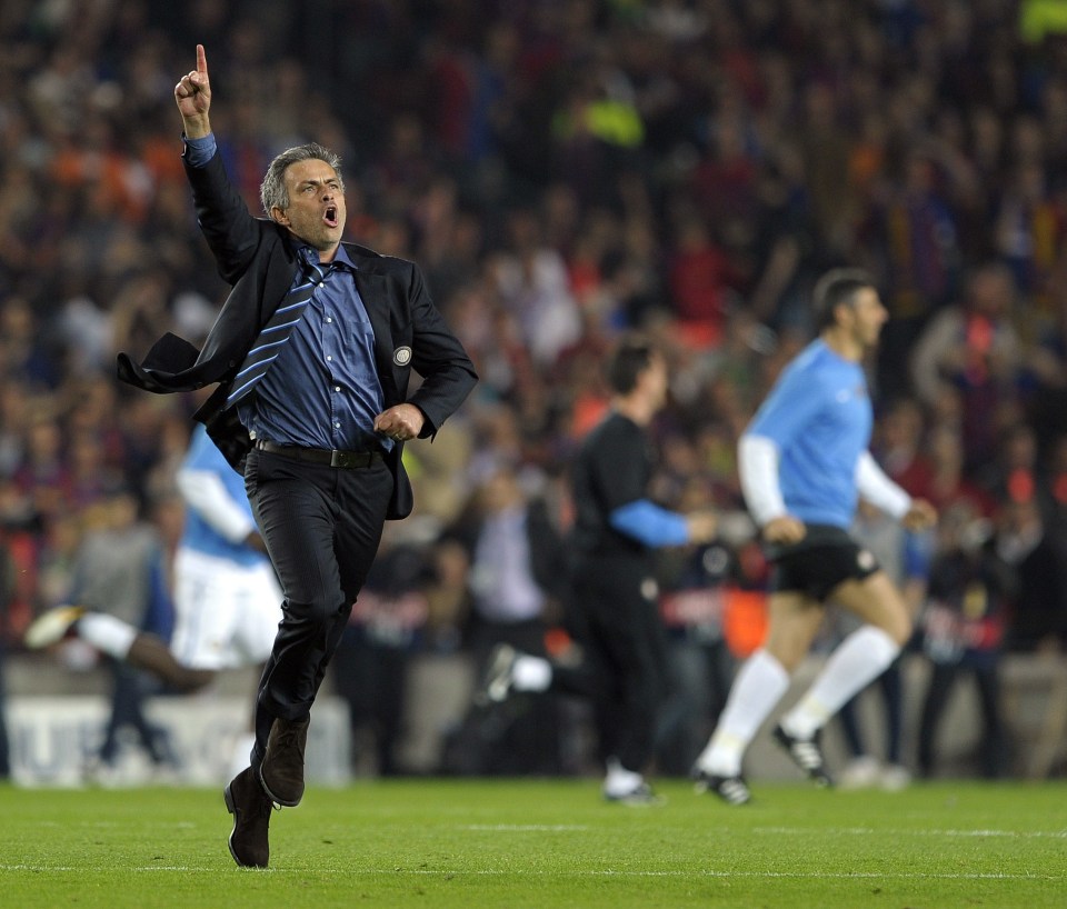  Mourinho went wild at the final whistle in the second leg as his Inter Milan side progressed to the final