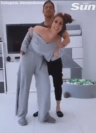  Stacey Solomon shrieked in horror as Joe Swash performed his Dancing On Ice moves on her at home