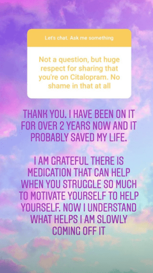  Georgia opened up about being on anxiety medication during an Instagram Q&A