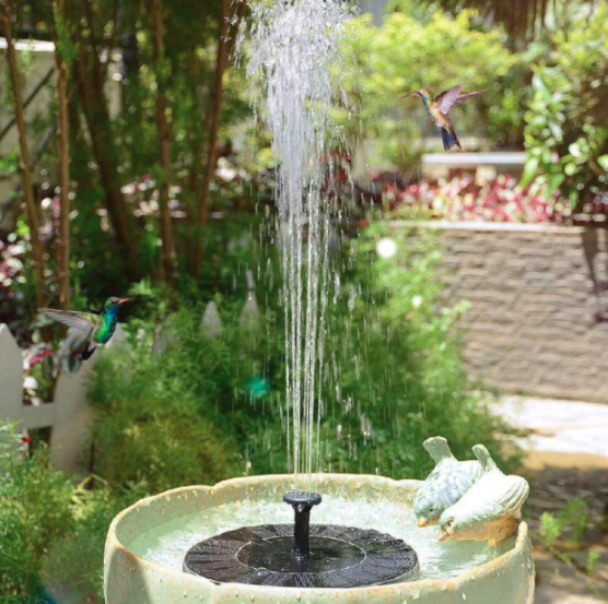 This solar power water fountain is a great way to add another dimension to your garden