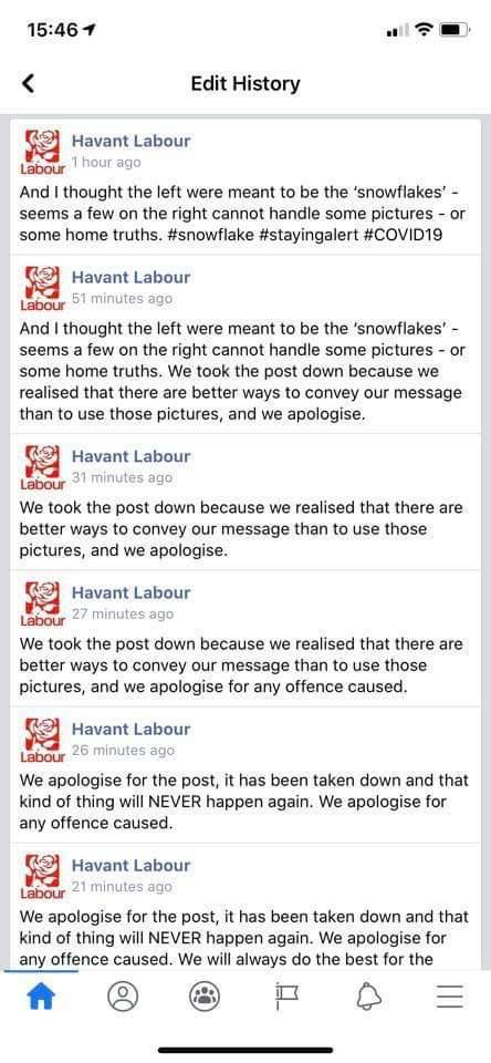  Havant Labour revised their apology five times