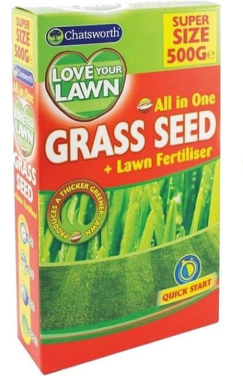 Joshua purchased six packs of Chatsworth Love Your Lawn grass seed