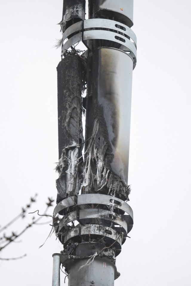 This mast was set alight in Birmingham, UK