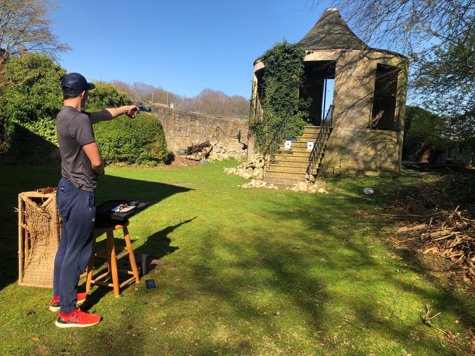  Pentathlete Jamie Choong has set-up a shooting range in his garden