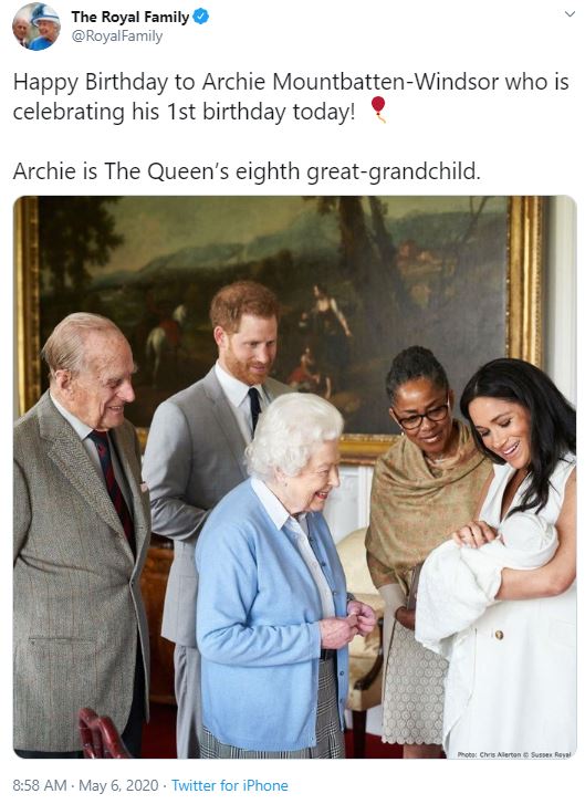  Birthday messages were shared online by the Royal Family to little Archie