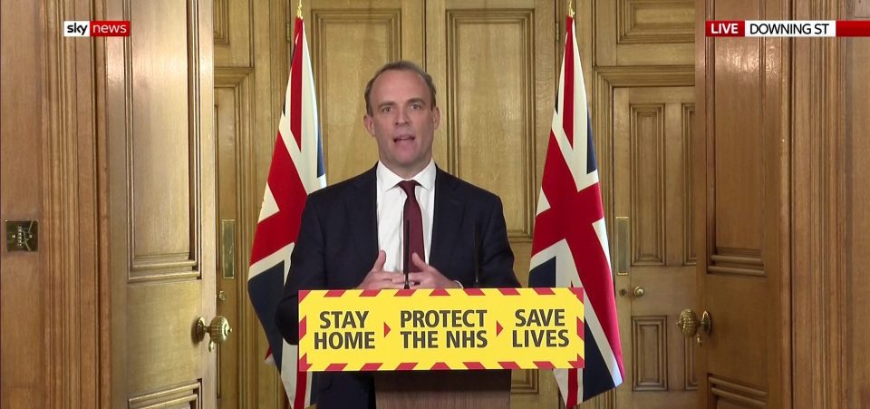  Dominic Raab told the daily briefing that all schools can't go back at once