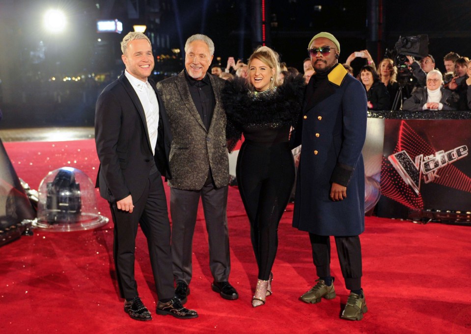 The Voice coaches: Olly Murs, Sir Tom Jones, Meghan Trainor and Will.I.am