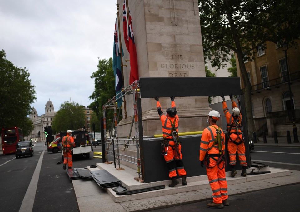 The Cenotaph was also a target for vandals at last week's demos