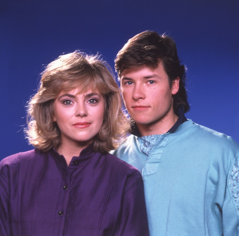 Annie pictured at the height of her soap fame with co-star Guy pearce