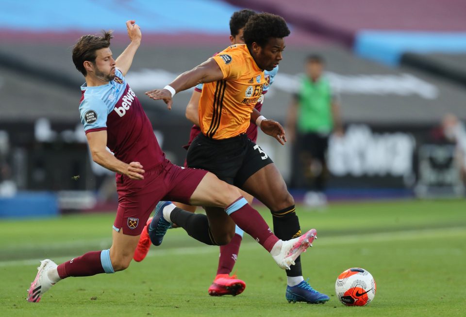 The Wolves winger is using the trick to protect his shoulder from defenders