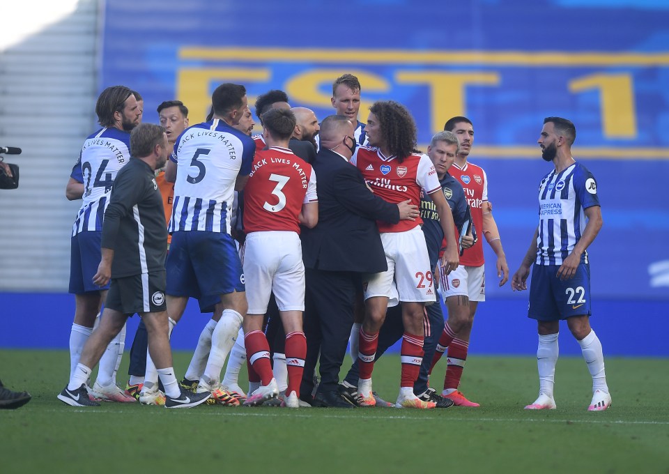  Guendouzi came under criticism after he grabbed Brighton striker Neal Maupay by the throat