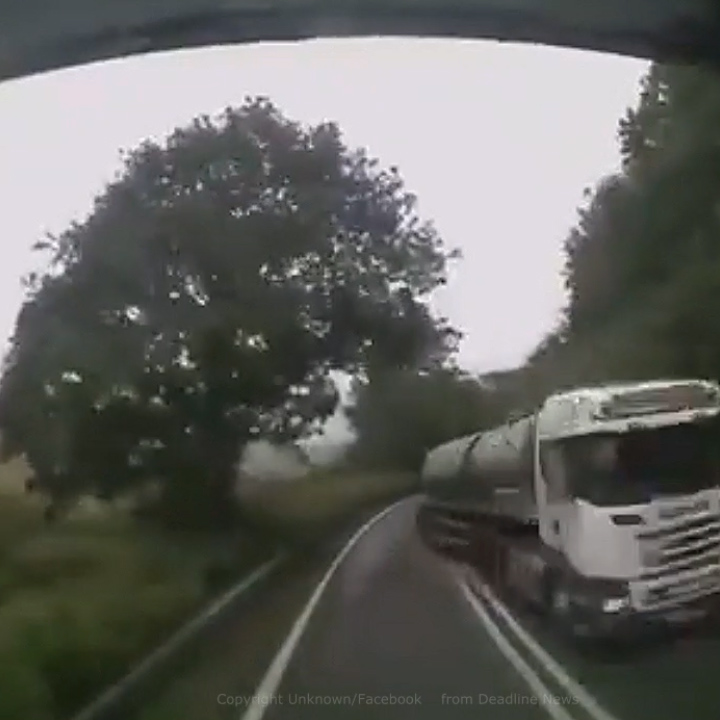 The heart-stopping crash was caught on dashcam footage