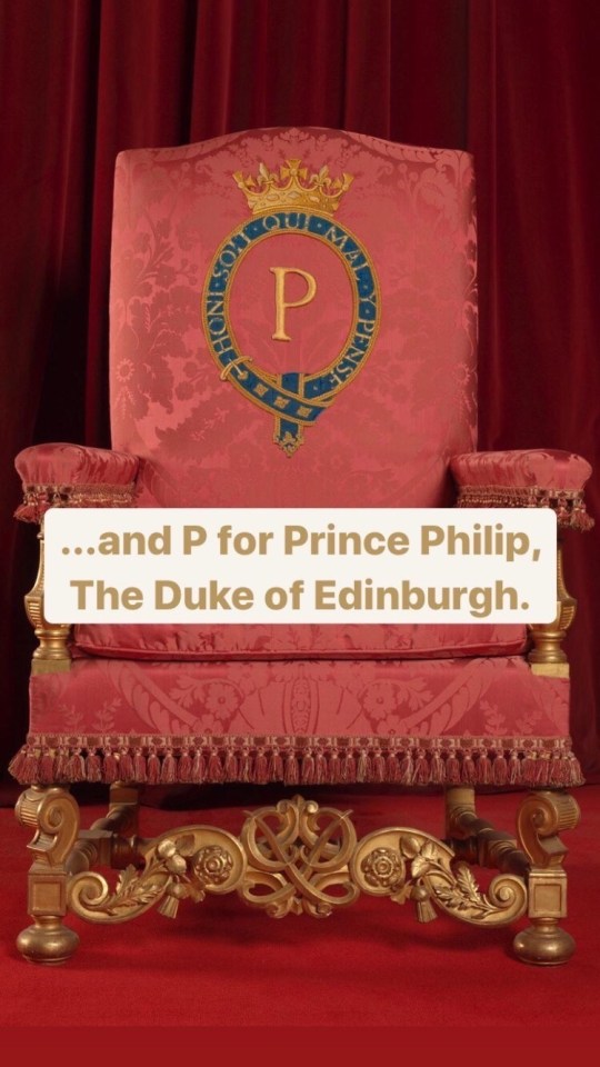 Prince Philip also has his own personalised chair in the Throne Room