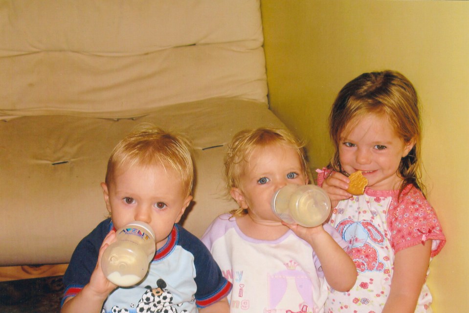  The youngster with her younger twin siblings