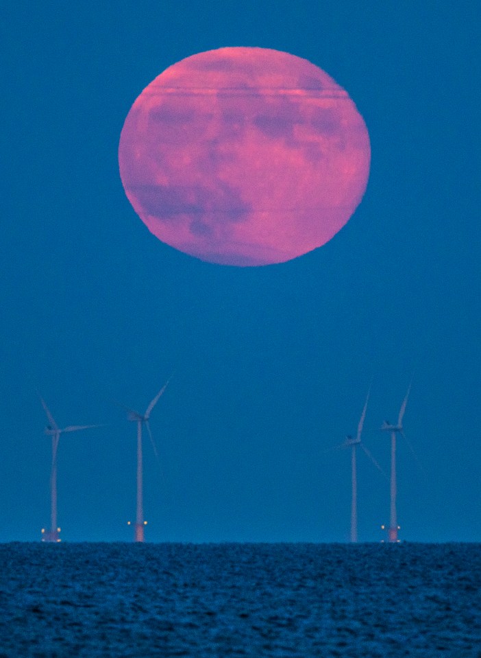 The Strawberry Moon can look pinkish because it shines through more of the atmosphere