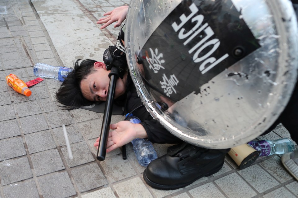 Protesters clashed with riot cops over fears China would impose tough new laws in Hong Kong