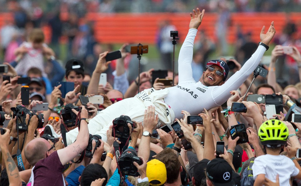 Hamilton winning the British Grand Prix at Silverstone in 2017