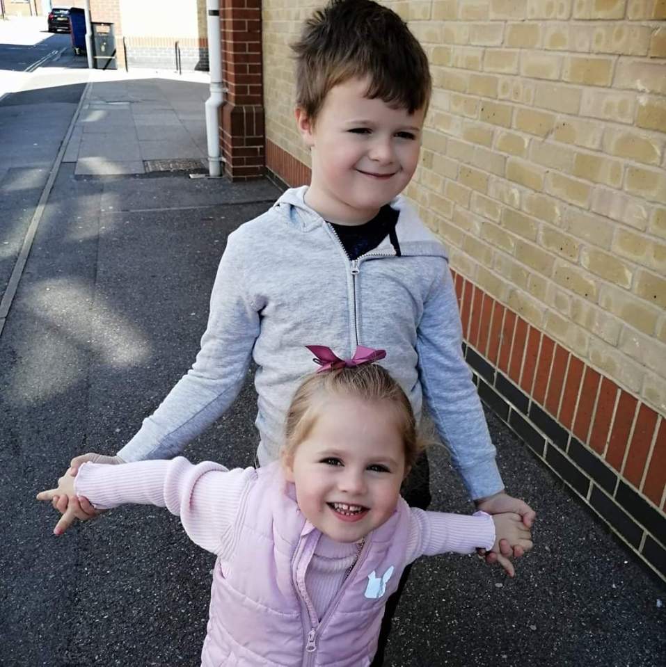 Kayden’s little sister Grace, three, later came down with Covid-like symptoms