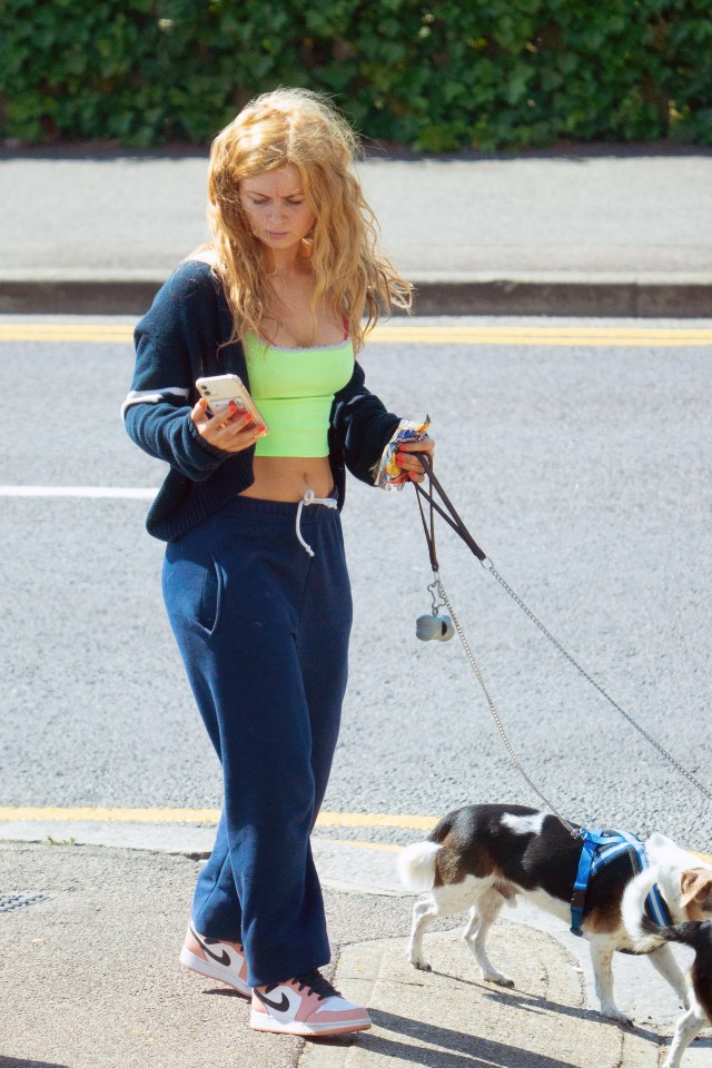  The actress went for a leisurely stroll with the pups