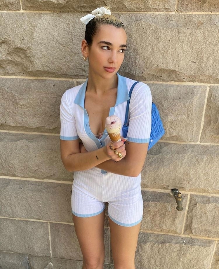 24-year-old singer Dua Lip shared a picture which would have been vanilla were it not for her lickable prop