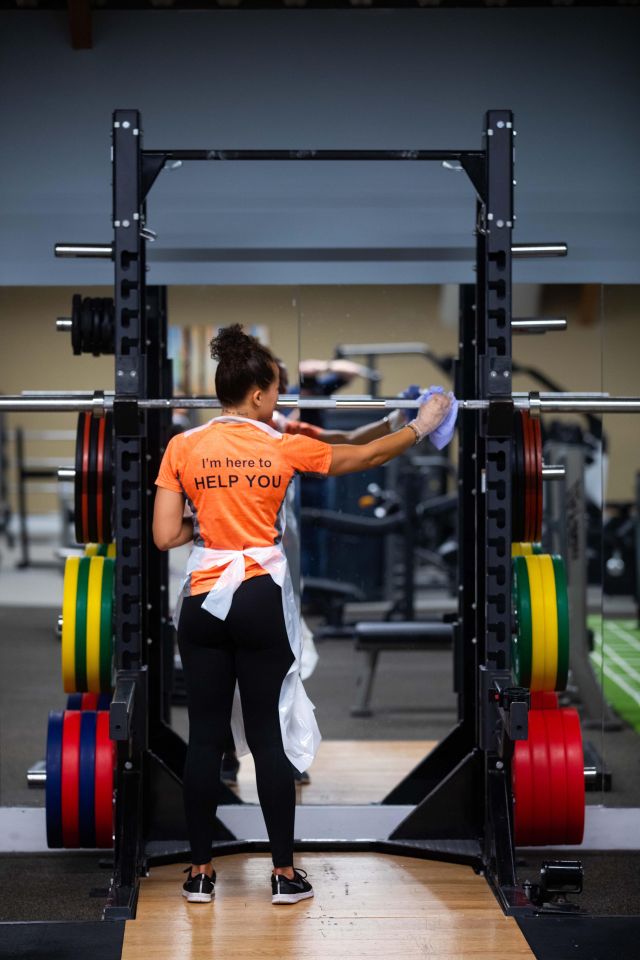 Instructors will ensure gym equipment is cleaned between use