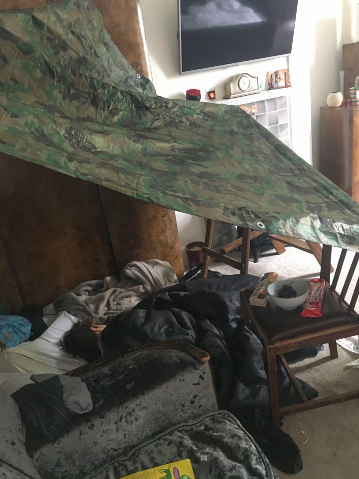  Billy has now built a play den next to his dad’s side of the bed and sleeps there at night