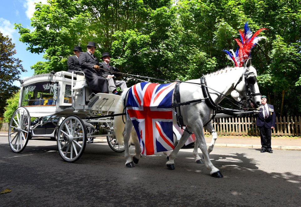  A Union Jack was draped over the horse as the D Day veteran made his final journey