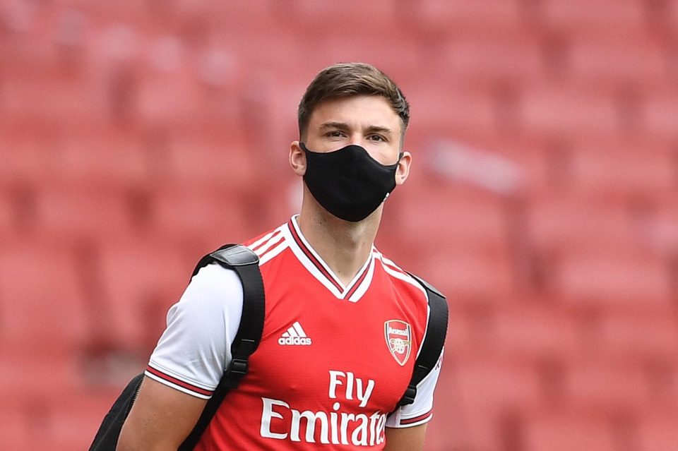  Kieran Tierney wearing a mask ahead of the match