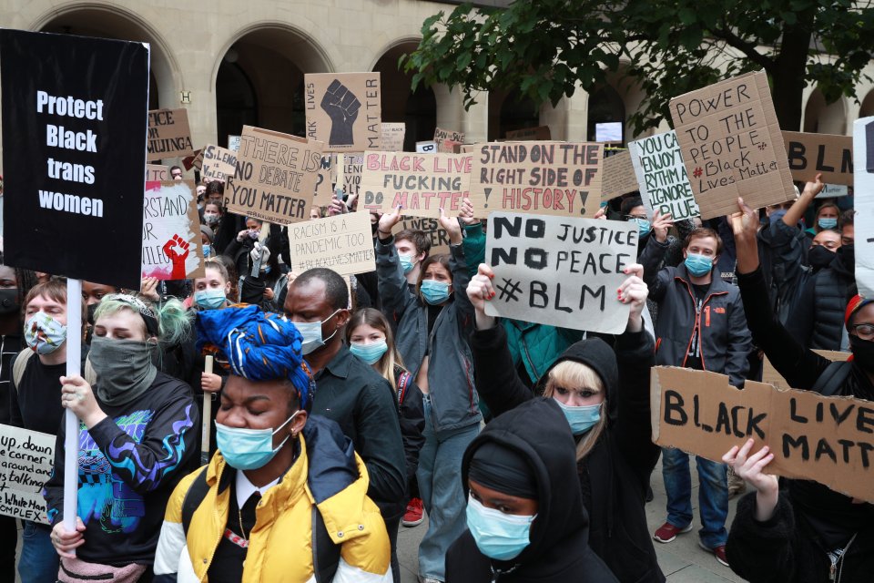  Protesters in Manchester on Sunday