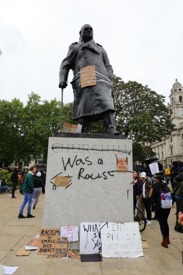  The statue to Winston Churchill in central London was targeted by Black Lives Matter protesters