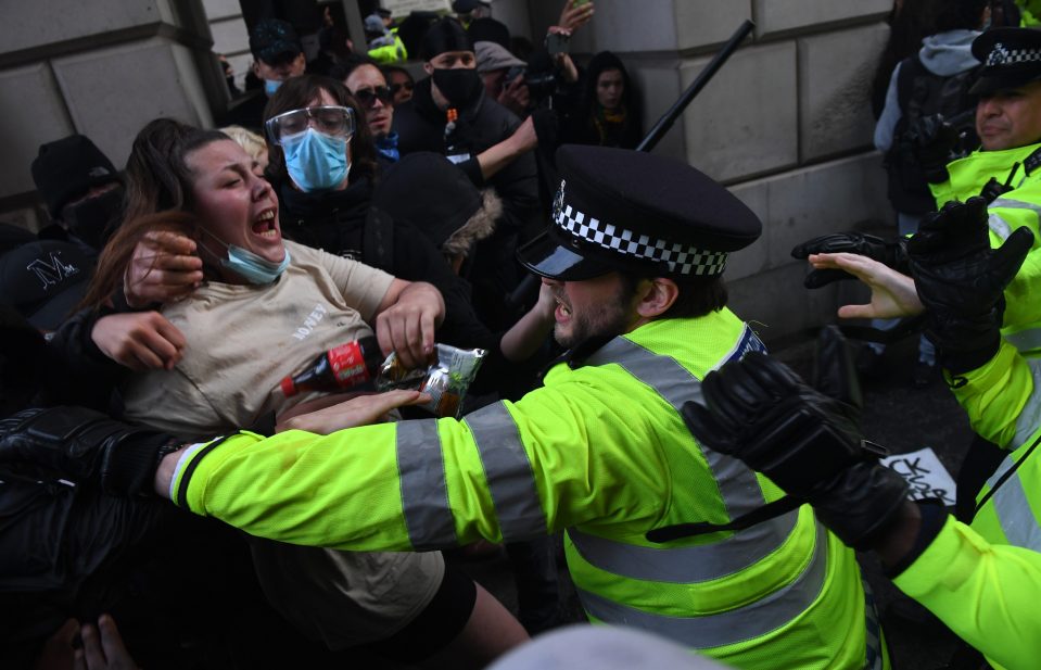 Tension between cops and protesters escalate during demonstrations on King Charles Street