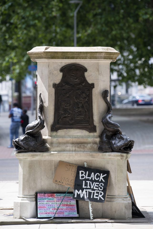  The plinth after the Edward Colston statue was torn down