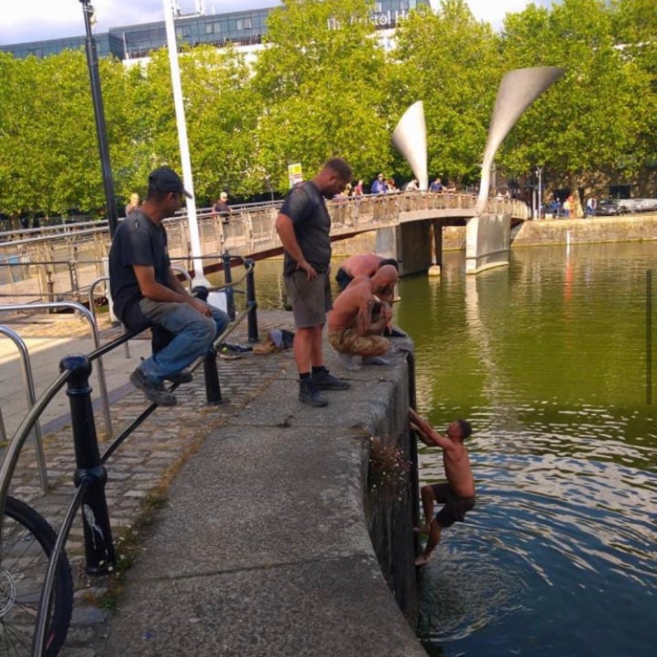 A group of five men attempted to rescue Edward Colston's statue yesterday evening