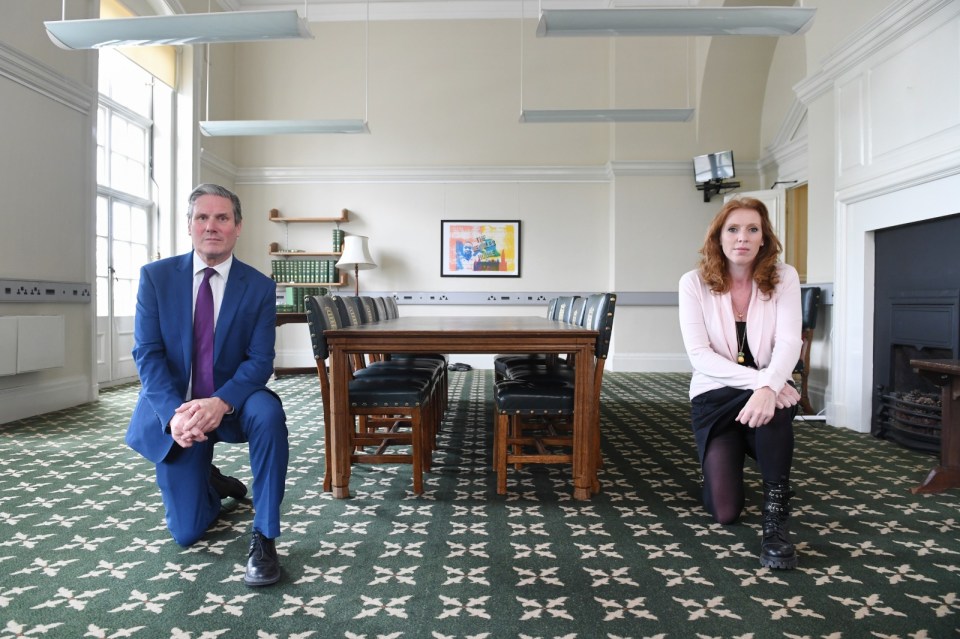  Sir Keir Starmer knelt alongside his deputy Angela Rayner