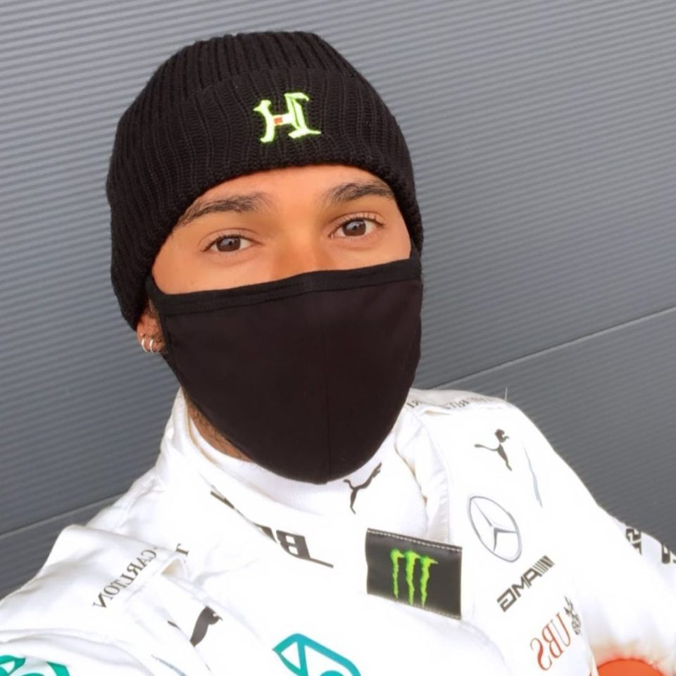  Mercedes team members wore face masks and maintained social distancing