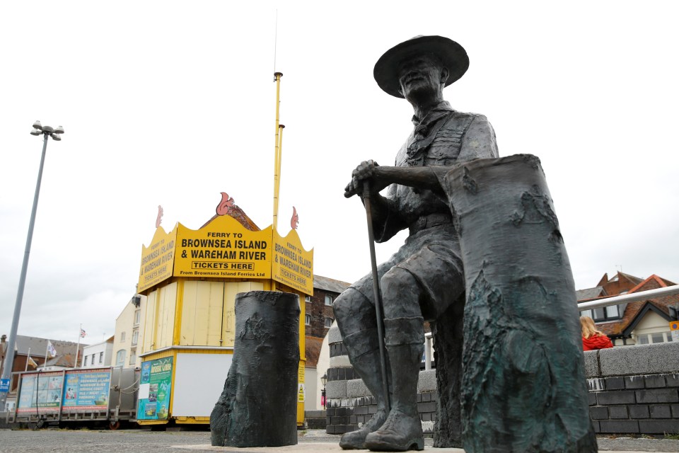 A statue of Robert Baden-Powell is seen in Poole, the statue is due to be removed