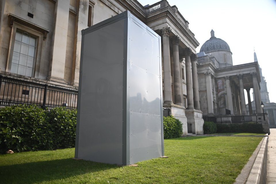 A barrier around a James II statue on Trafalgar Square - who was also involved in the slave trade