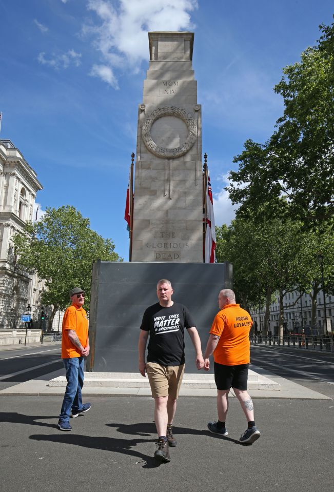 Britain First leader Paul Golding at the Cenotaph on Whitehall, London before the group clashed with cops