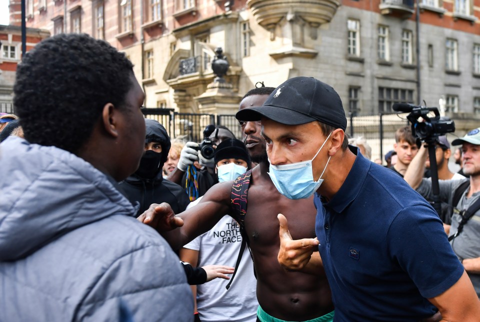 In London groups clashed as hundreds of protesters swarmed the capital