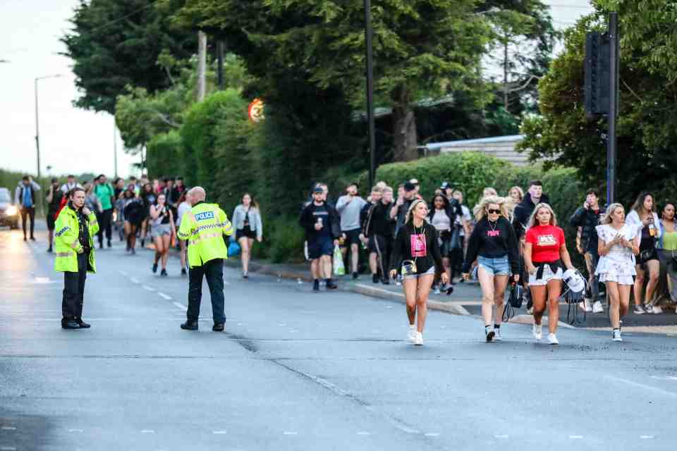  Officers were seen trying to bring another rave in Carrington, Manchester to a close